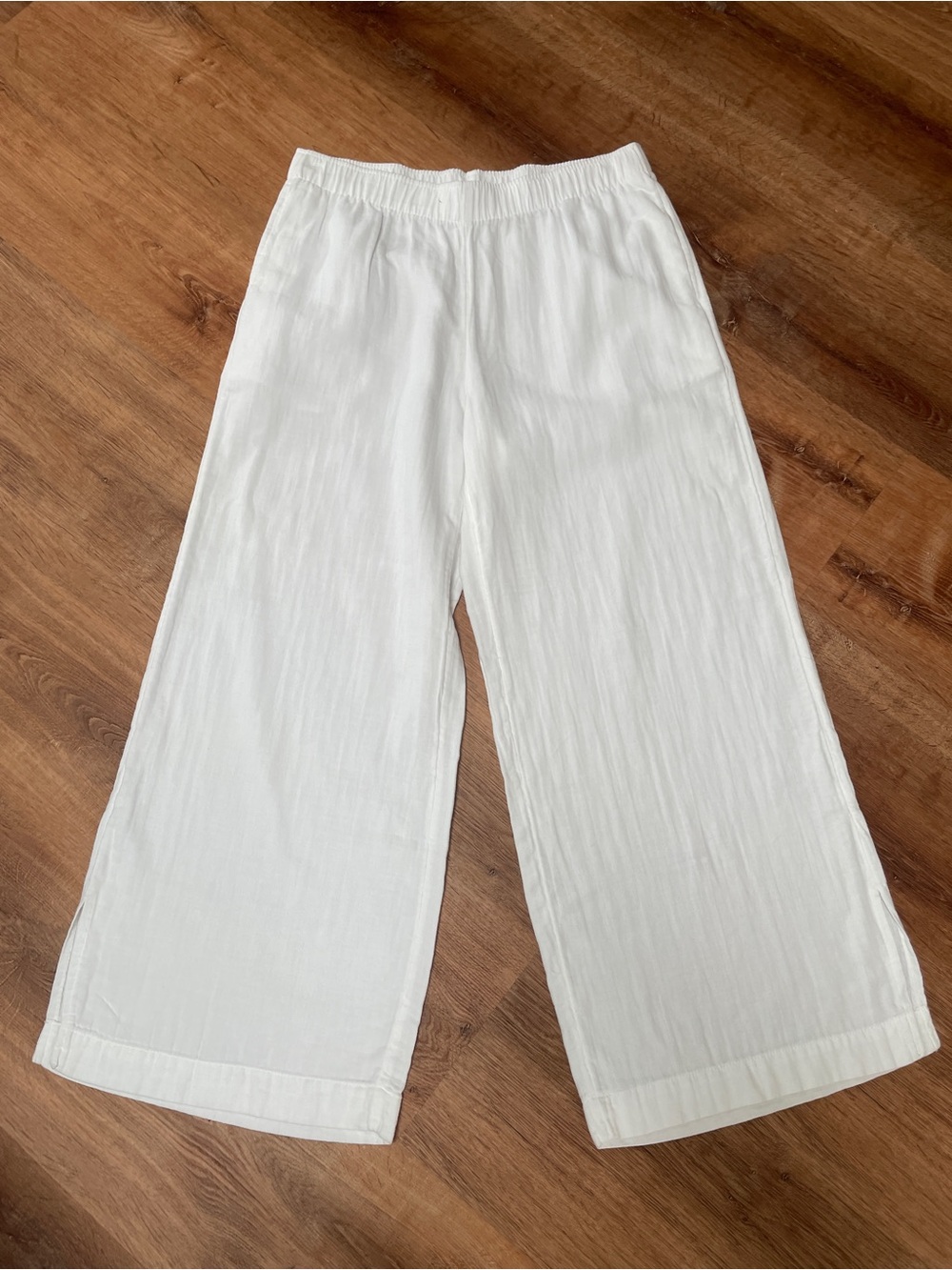 Old Navy Wide Leg Cotton Gauze Pull On Pants Large White Coastal Grandma Beachy